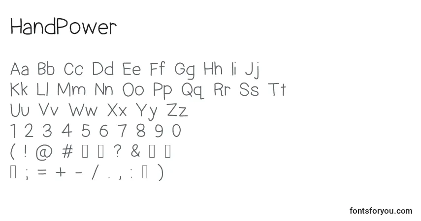 HandPowerフォント–アルファベット、数字、特殊文字