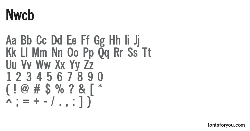 A fonte Nwcb – alfabeto, números, caracteres especiais