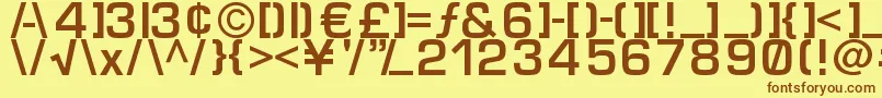 フォントElitemedium – 茶色の文字が黄色の背景にあります。