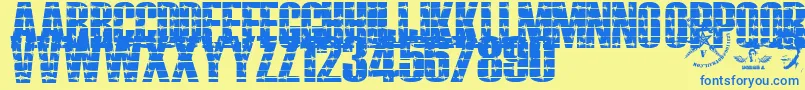 Alambrado Font – Blue Fonts on Yellow Background