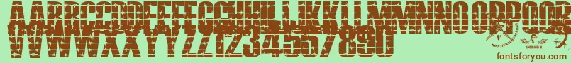 Alambrado-Schriftart – Braune Schriften auf grünem Hintergrund