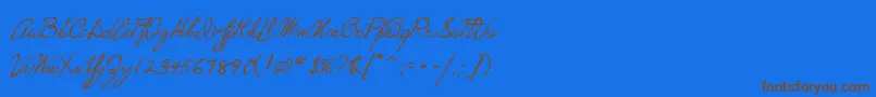 P22HopperEdward-Schriftart – Braune Schriften auf blauem Hintergrund