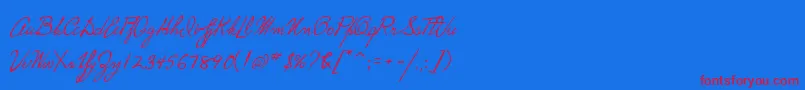 P22HopperEdward Font – Red Fonts on Blue Background