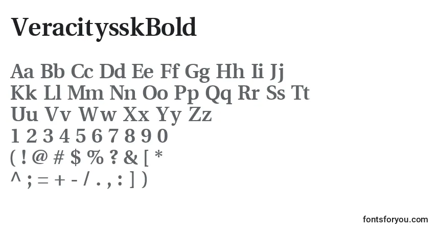 A fonte VeracitysskBold – alfabeto, números, caracteres especiais