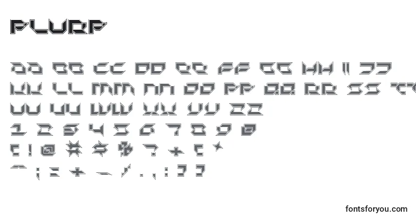 Czcionka Plurp – alfabet, cyfry, specjalne znaki