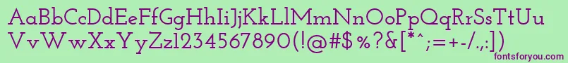 Josefinslab Semibold-fontti – violetit fontit vihreällä taustalla