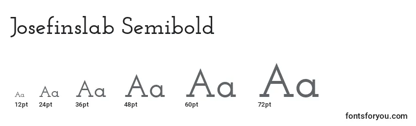 Размеры шрифта Josefinslab Semibold