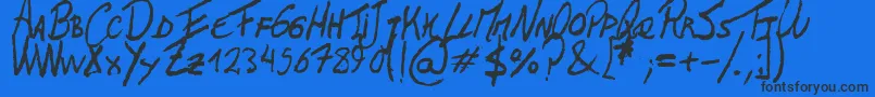 TheLeftHandedRegular Font – Black Fonts on Blue Background