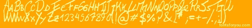 TheLeftHandedRegular Font – Yellow Fonts on Orange Background