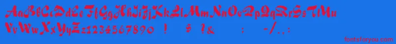 Wolf Font – Red Fonts on Blue Background
