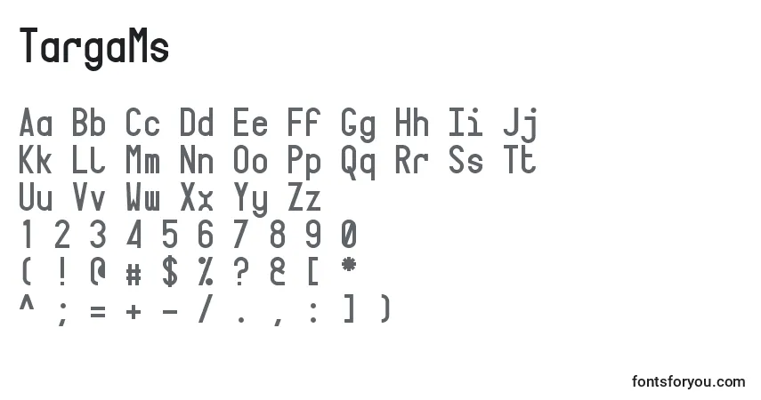 Schriftart TargaMs – Alphabet, Zahlen, spezielle Symbole