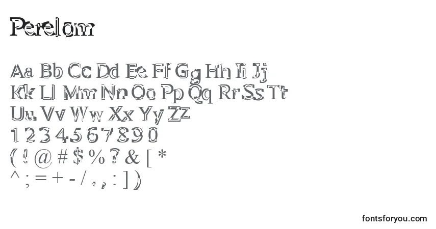 Schriftart Perelom – Alphabet, Zahlen, spezielle Symbole