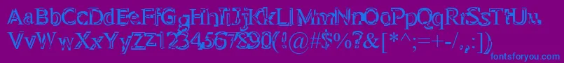 Perelom-Schriftart – Blaue Schriften auf violettem Hintergrund