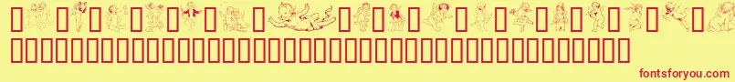 GeOldFashionedCherubs Font – Red Fonts on Yellow Background