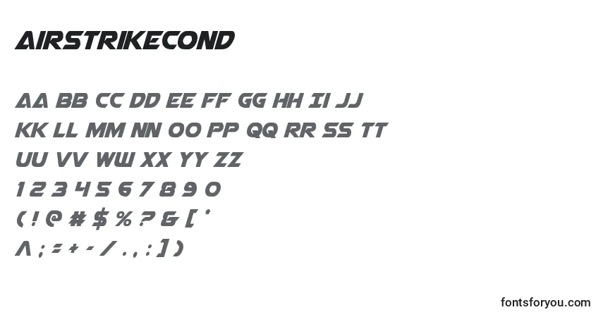 A fonte Airstrikecond – alfabeto, números, caracteres especiais