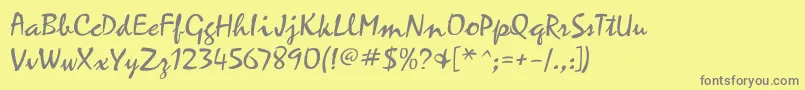Zephyrscriptflf Font – Gray Fonts on Yellow Background