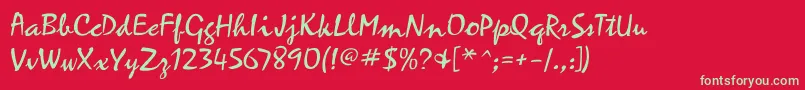 Zephyrscriptflf Font – Green Fonts on Red Background