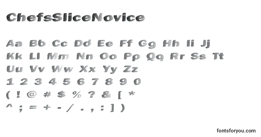 A fonte ChefsSliceNovice – alfabeto, números, caracteres especiais