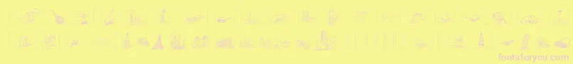 Dfjourneysone-fontti – vaaleanpunaiset fontit keltaisella taustalla