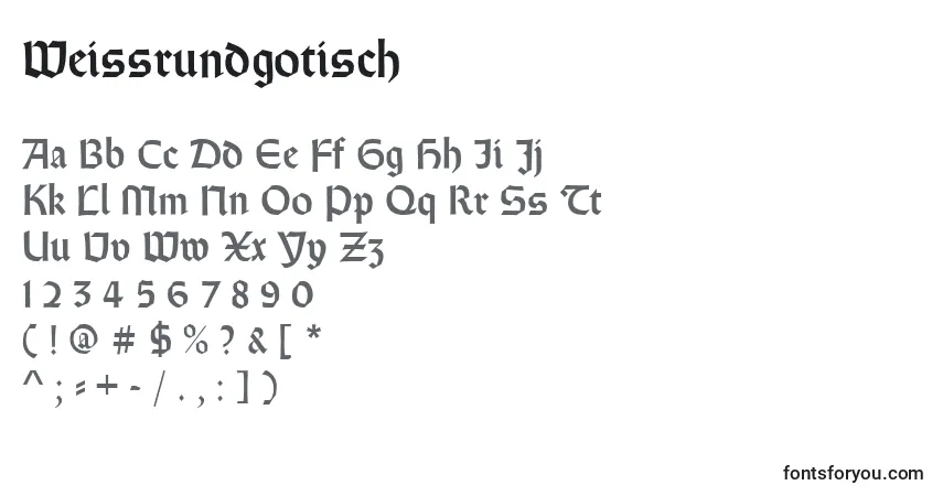 Шрифт Weissrundgotisch – алфавит, цифры, специальные символы