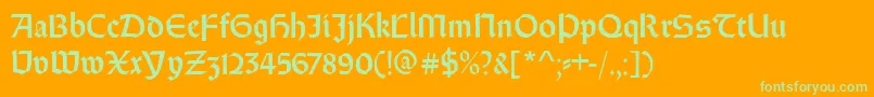 Weissrundgotisch Font – Green Fonts on Orange Background