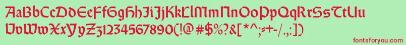 Weissrundgotisch Font – Red Fonts on Green Background