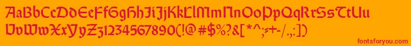 Шрифт Weissrundgotisch – красные шрифты на оранжевом фоне