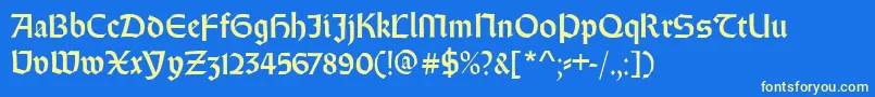 Weissrundgotisch Font – Yellow Fonts on Blue Background