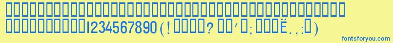 T132wA Font – Blue Fonts on Yellow Background