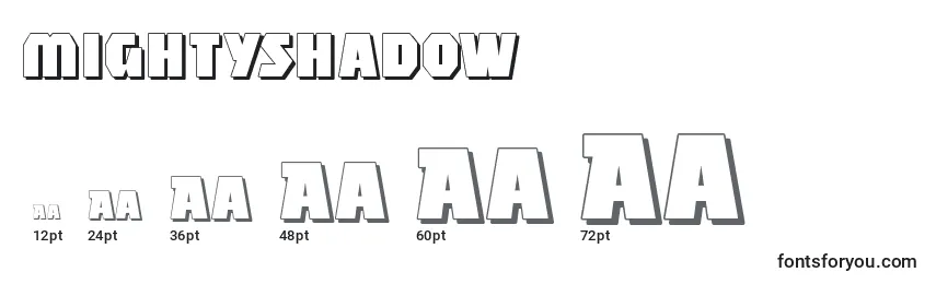 Размеры шрифта Mightyshadow