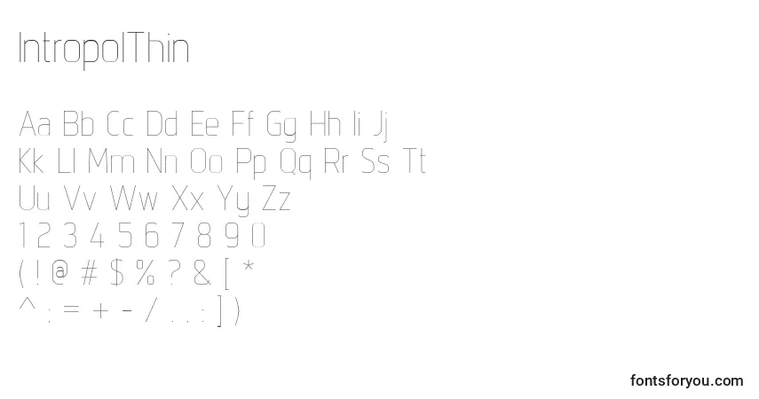 Schriftart IntropolThin – Alphabet, Zahlen, spezielle Symbole