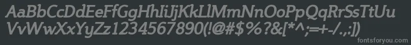 SteinemBoldItalic-fontti – harmaat kirjasimet mustalla taustalla