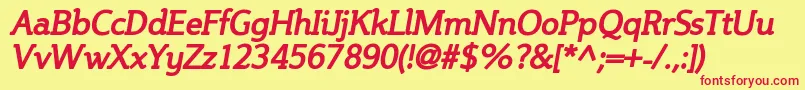 SteinemBoldItalic Font – Red Fonts on Yellow Background