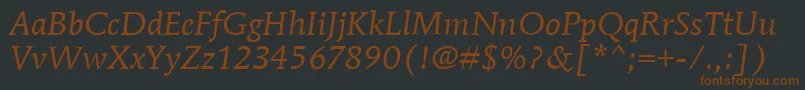 Шрифт MendozaRomanItcBookItalic – коричневые шрифты на чёрном фоне