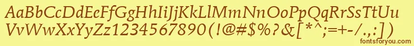 MendozaRomanItcBookItalic Font – Brown Fonts on Yellow Background