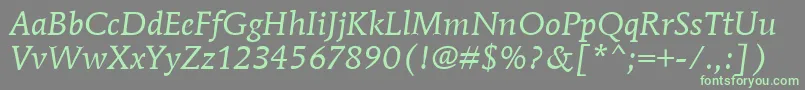 MendozaRomanItcBookItalic-fontti – vihreät fontit harmaalla taustalla
