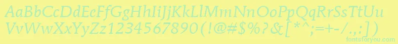 MendozaRomanItcBookItalic Font – Green Fonts on Yellow Background