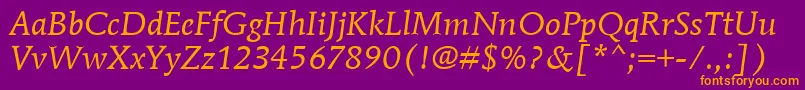 MendozaRomanItcBookItalic Font – Orange Fonts on Purple Background