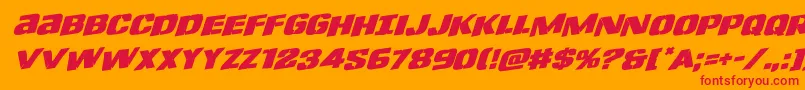 Lefthandlukerotal-Schriftart – Rote Schriften auf orangefarbenem Hintergrund