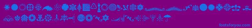 CornucopiaOfOrnamentsFour-Schriftart – Blaue Schriften auf violettem Hintergrund