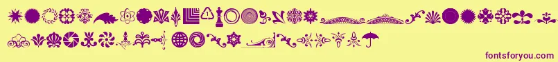 CornucopiaOfOrnamentsFour Font – Purple Fonts on Yellow Background