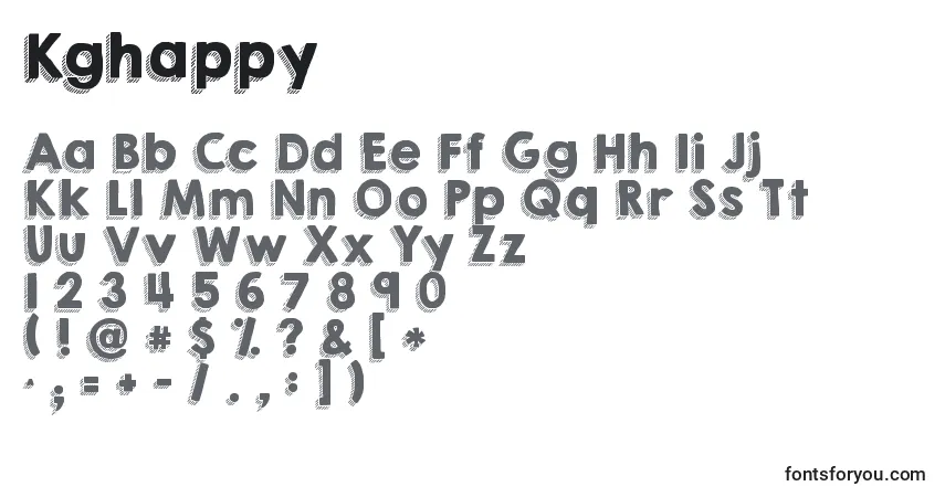 Schriftart Kghappy – Alphabet, Zahlen, spezielle Symbole