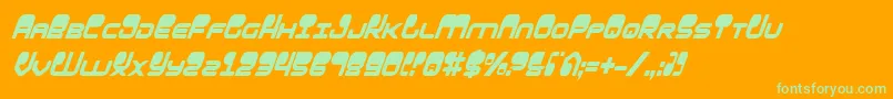 HypnoAgentCondensedItalic-Schriftart – Grüne Schriften auf orangefarbenem Hintergrund