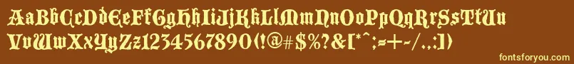 Blackwood-fontti – keltaiset fontit ruskealla taustalla