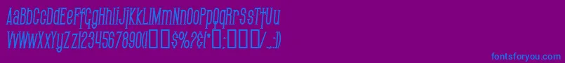 SfGothicanCondensedBoldItalic-fontti – siniset fontit violetilla taustalla