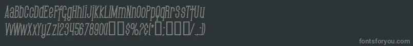 SfGothicanCondensedBoldItalic-fontti – harmaat kirjasimet mustalla taustalla