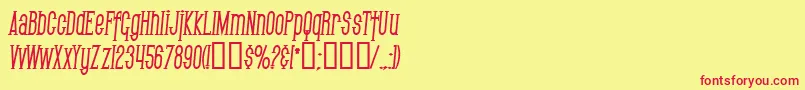 SfGothicanCondensedBoldItalic Font – Red Fonts on Yellow Background