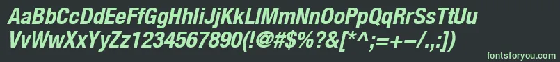 HelveticaLt77BoldCondensedOblique-fontti – vihreät fontit mustalla taustalla