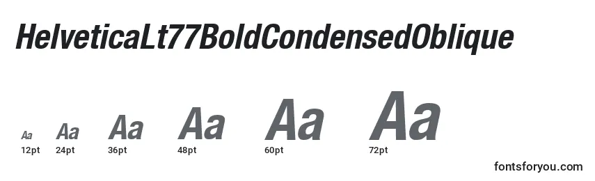 Размеры шрифта HelveticaLt77BoldCondensedOblique