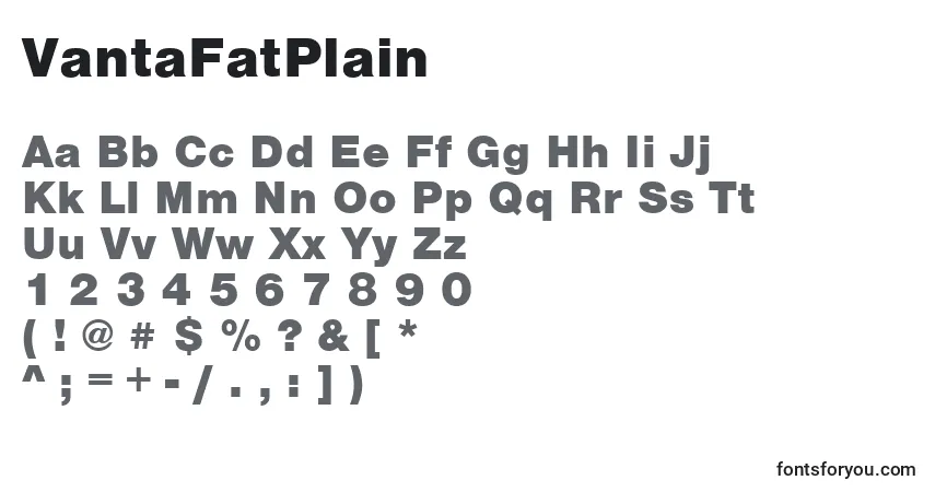 Czcionka VantaFatPlain – alfabet, cyfry, specjalne znaki
